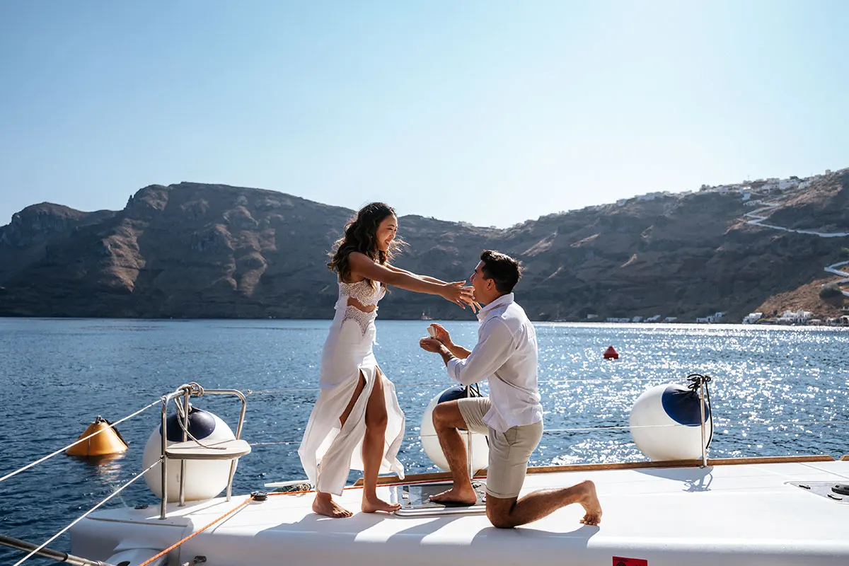 Yacht proposal Santorini catamaran