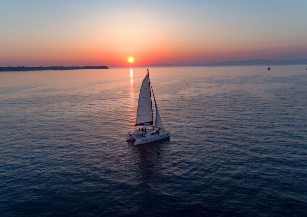 Sunset Santorini catamaran cruise